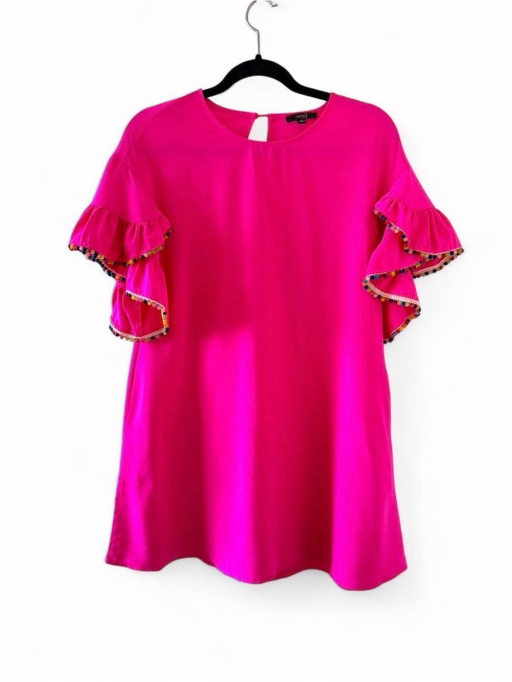 Hot Pink Ruffle Sleeve Dress
